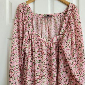 Strawberry & Cherry Print Long Sleeve Top